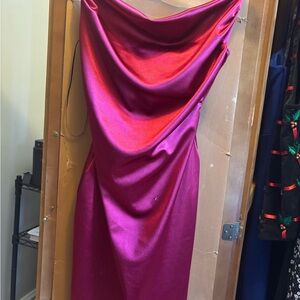 Satin Fuschia Mini Dress